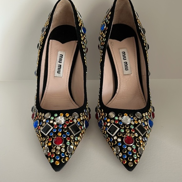 Authentic MIU MIU Crystal Jeweled Embellished Heels - Picture 4 of 15